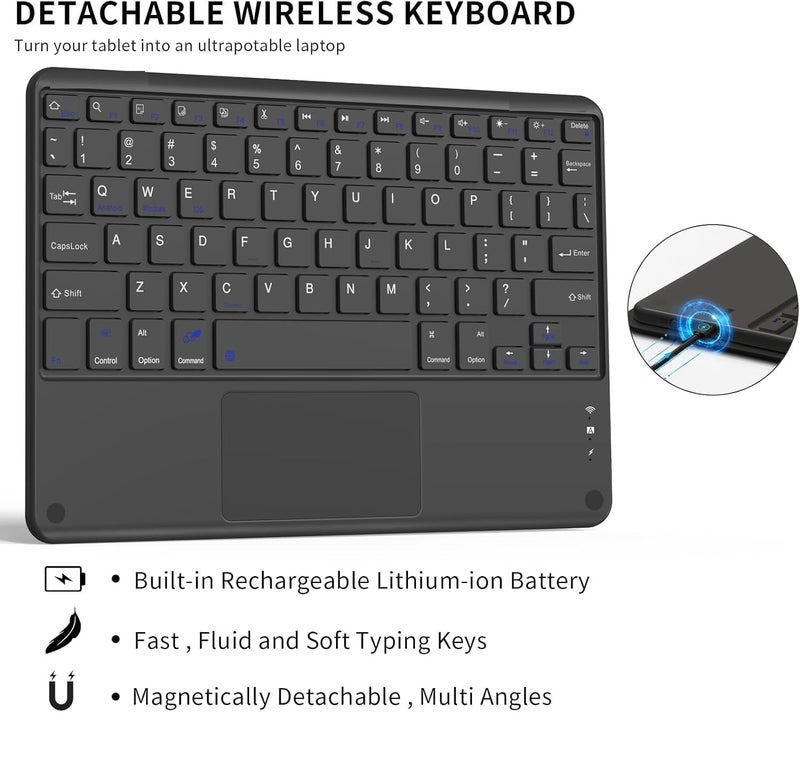 typecase حافظة لوحة المفاتيح لجهاز OnePlus Pad Go (11.35 بوصة فقط) مع لوحة لمس، غطاء رفيع وخفيف الوزن، لوحة مفاتيح لاسلكية بلوتوث قابلة للفصل مغناطيسياً لجهاز OnePlus Pad Go 11.35 بوصة فقط - Image 4