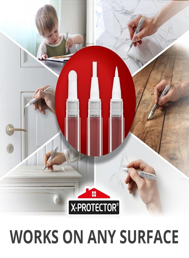 إكس-بروتيكتور مجموعة أقلام طلاء X-Protector للتصليح - 6 أقلام طلاء قابلة لإعادة التعبئة مع 3 أنواع من الفرش - قلم طلاء ممتاز للتصليح - أقلام طلاء قابلة لإعادة التعبئة للجدران والأثاث وأعمال التصليح الأخرى! - Image 5