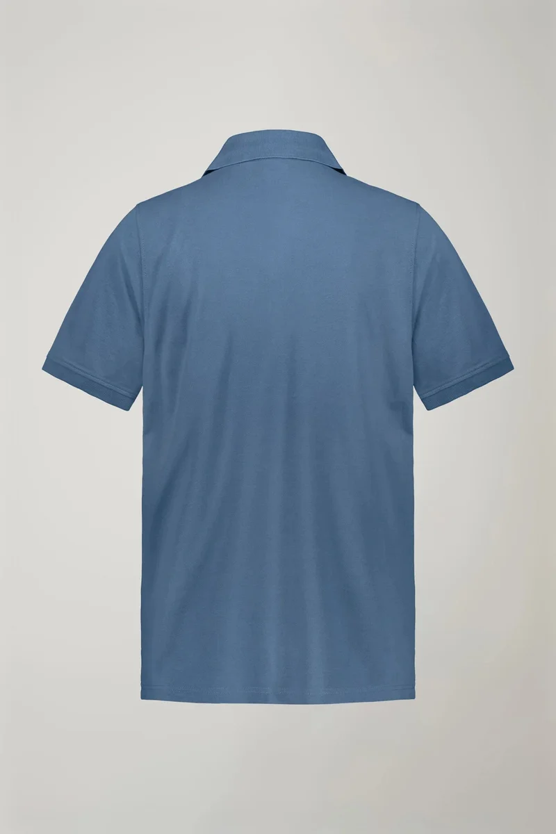 Doppelganger Blue Men's short sleeve polo shirt 100% piquet cotton regular fit - Cerulean for Men | Best Price UAE
