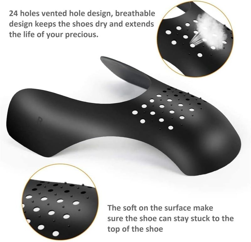 Luckam Anti-Wrinkle Shoe Crease Protectors, Prevent Sneaker Shoes Crease Indentation, Breathable and Soft for Sneaker and Casual Shoes, Men's 7-12 / Women's 5-8 (2 Pair, Black and White) - Image 2