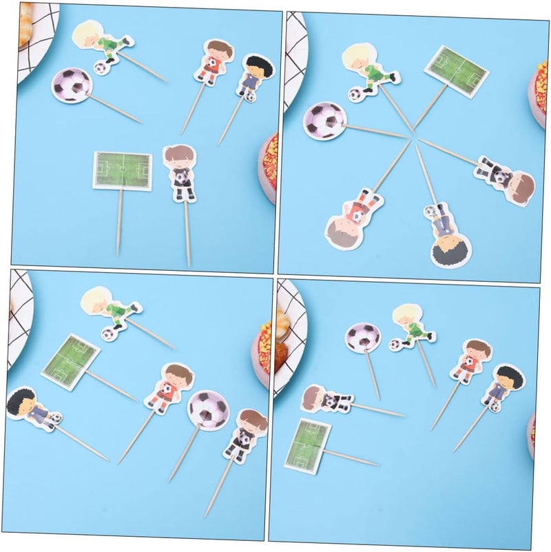 ORFOFE 24pcs Sports Ball Cupcake Toppers and Cake Decoration Picks Set, Non-edible Decorative Fruit Picks, Sports Theme Party Favor for Boys’ Birthday Soccer Celebration - Image 3