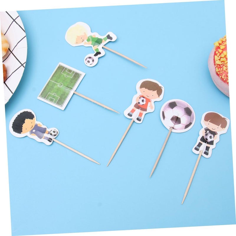 ORFOFE 24pcs Sports Ball Cupcake Toppers and Cake Decoration Picks Set, Non-edible Decorative Fruit Picks, Sports Theme Party Favor for Boys’ Birthday Soccer Celebration - Image 5