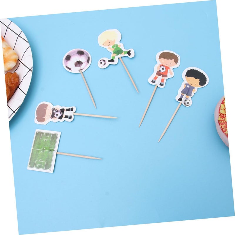 ORFOFE 24pcs Sports Ball Cupcake Toppers and Cake Decoration Picks Set, Non-edible Decorative Fruit Picks, Sports Theme Party Favor for Boys’ Birthday Soccer Celebration - Image 4
