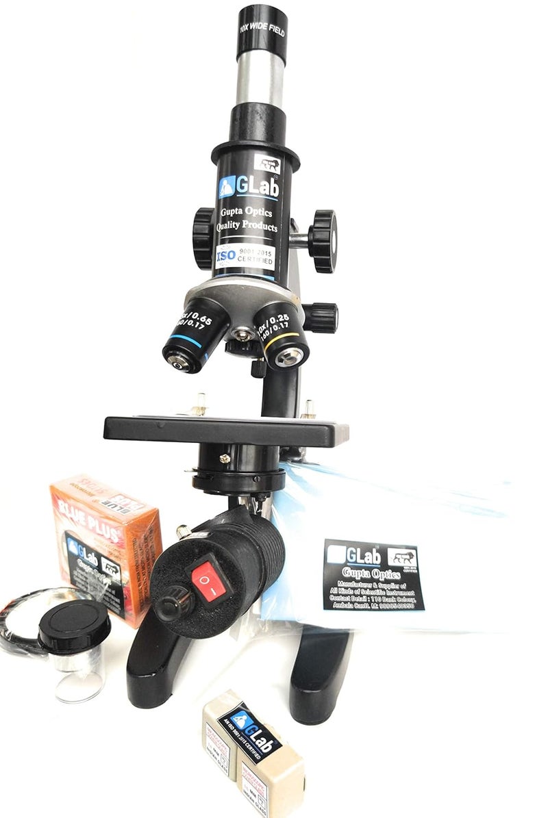 GLab Compound Student Microscope with LED LAMP,50 Blank N Two Prepared Slides ISO 9001:2015 Certified - Image 3