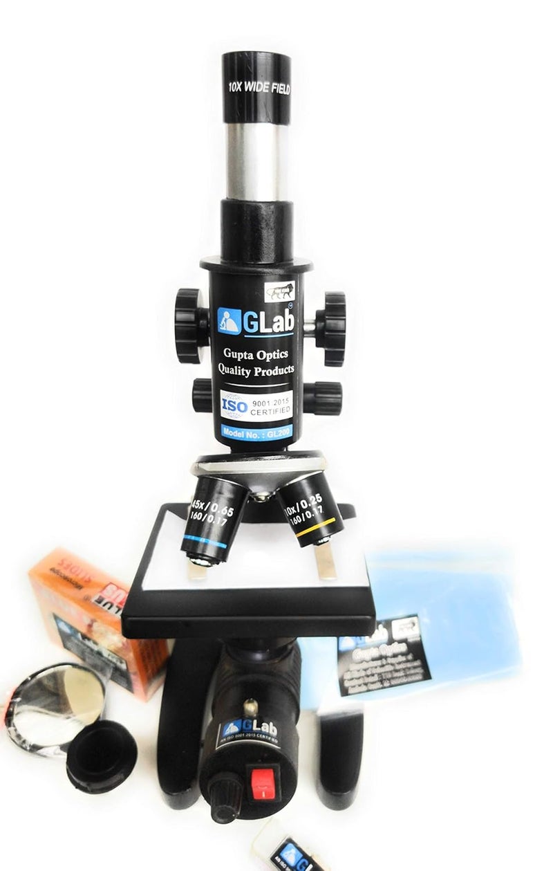 GLab Compound Student Microscope with LED LAMP,50 Blank N Two Prepared Slides ISO 9001:2015 Certified - Image 4