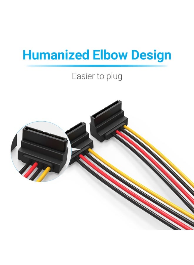 VENTION SATA 15P Male to 90° 2*15P Female Power Splitter Cable 0.15M Black X2 Model # KDBBB-2 - Image 4