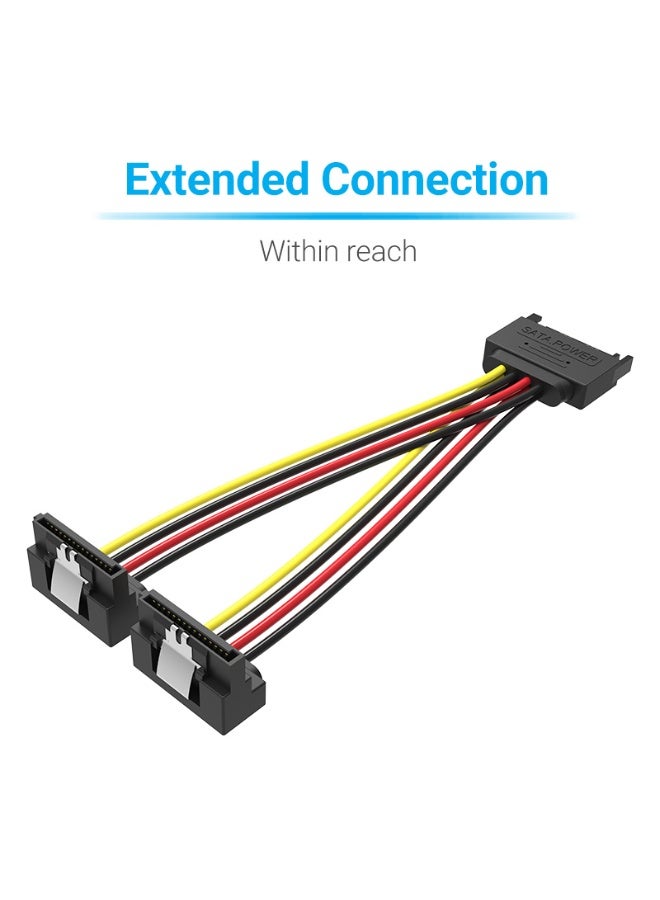 VENTION SATA 15P Male to 90° 2*15P Female Power Splitter Cable 0.15M Black X2 Model # KDBBB-2 - Image 3