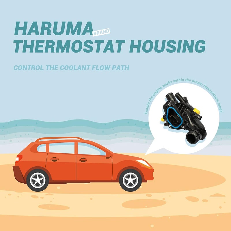 HARUMA Thermostat Assembly with Housing Sensor Gasket for Mini Cooper (2007-2013) and Mini Cooper Countryman (2011-2012) - Image 2