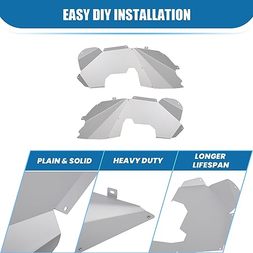 ECOTRIC Front Inner Fender Liners Compatible with 2007-2018 Jeep Wrangler JK & JKU Unlimited 2/4 Door Wheel Well Liners Mud Guards Lightweight Aluminum (Silvery) - Image 3
