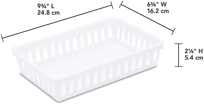 Tribello Plastic Bin Baskets For Organizing, White Storage Tray, Rectangle 9 X 6 X 2 - Pack Of 4 - Made In Usa - Image 4
