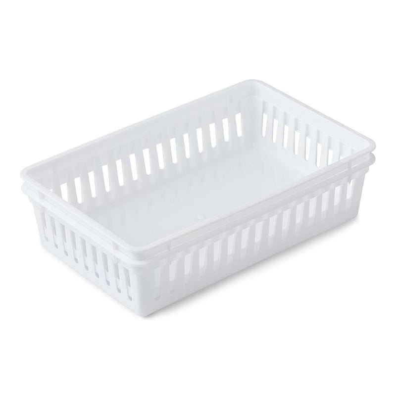 Tribello Plastic Bin Baskets For Organizing, White Storage Tray, Rectangle 9 X 6 X 2 - Pack Of 4 - Made In Usa - Image 2