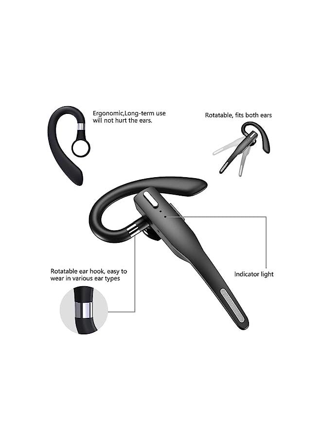 X spring Bluetooth Headset Wireless Bluetooth Headset With Microphone Noise Cancelling 10 Hours Continuous Calls Time Handsfree Wireless Bluetooth Earpiece For Office Driving Truck Black  - Image 3