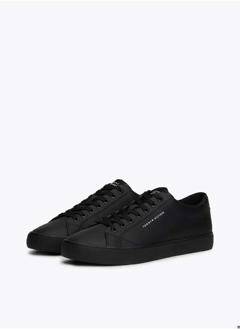 TOMMY HILFIGER Men's Low Top Trainers - Leather, Black