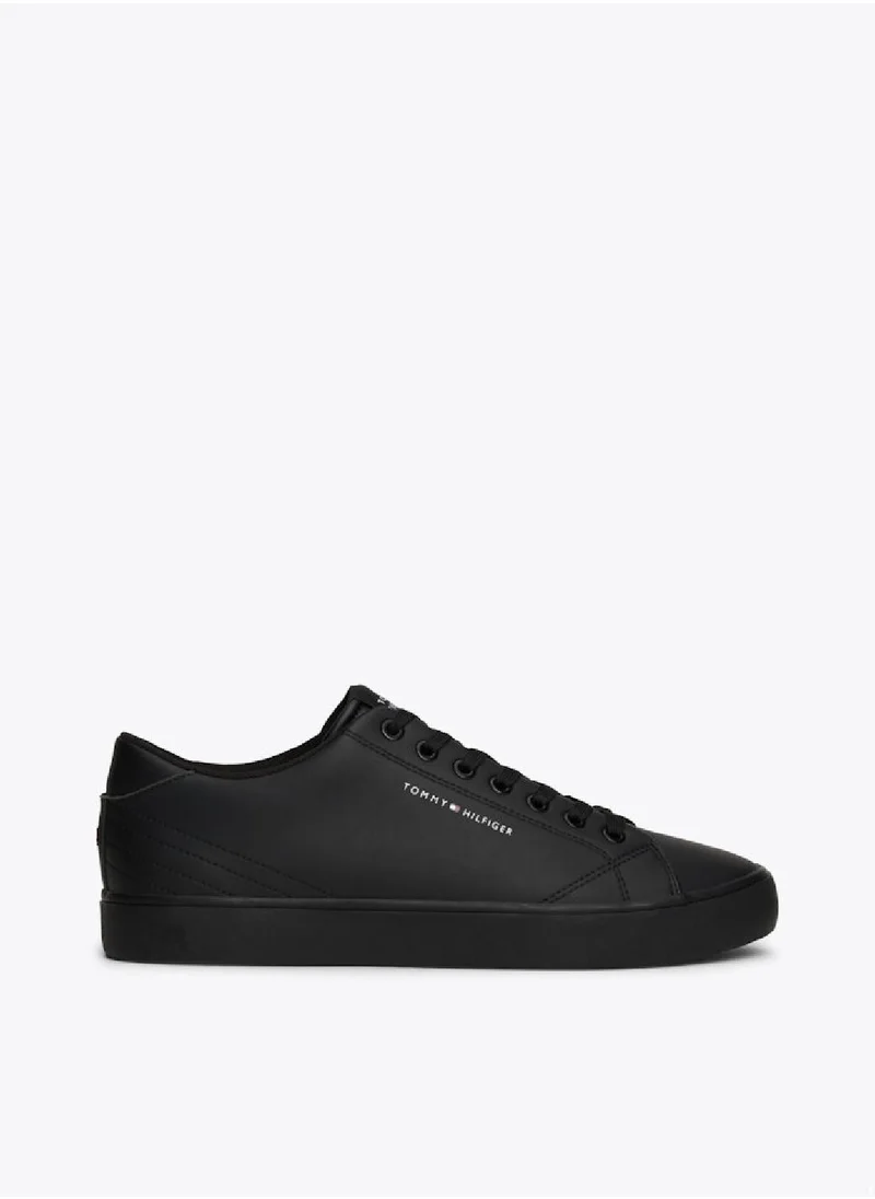 TOMMY HILFIGER Men's Low Top Trainers - Leather, Black