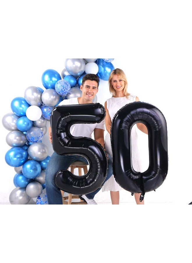 كولورفول إلفيز بالونات سوداء عدد 50، بالونات ضخمة ضخمة عدد 50، بالونات مايلر من رقائق الفويل للنساء والرجال، لوازم حفلات أعياد الميلاد الخمسين، زينة أحداث الذكرى السنوية الخمسين  - Image 2