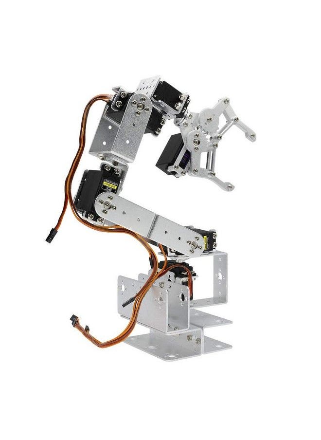 Silver Rot3U 6Dof Aluminium Robot Arm Mechanical Robotic Clamp Claw Kits(Unassembled Parts Without Servos)