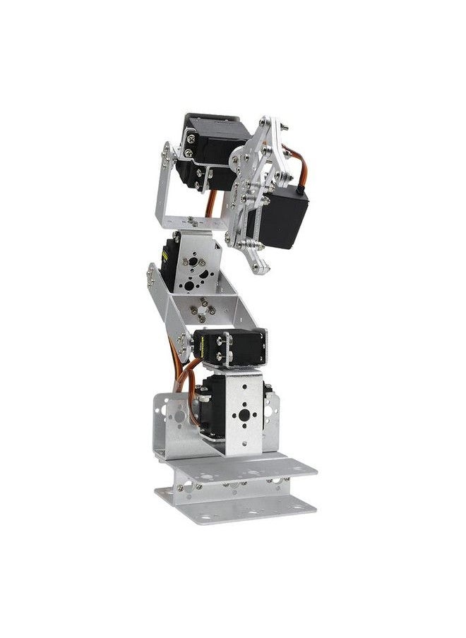 Silver Rot3U 6Dof Aluminium Robot Arm Mechanical Robotic Clamp Claw Kits(Unassembled Parts Without Servos)