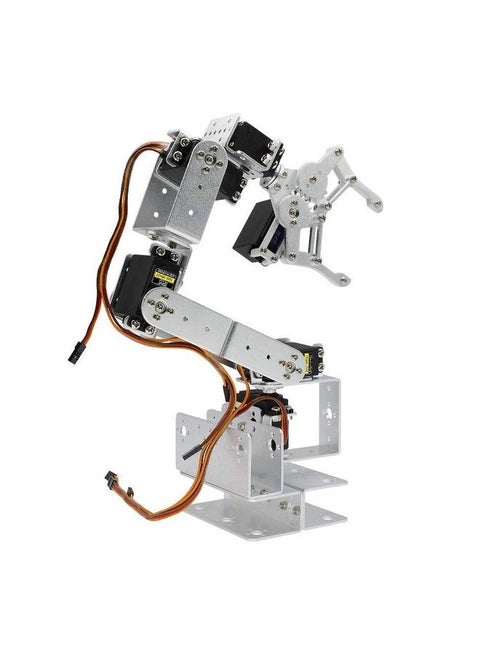 Silver Rot3U 6Dof Aluminium Robot Arm Mechanical Robotic Clamp Claw Kits(Unassembled Parts Without Servos)