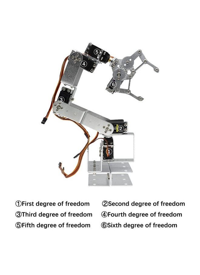 Silver Rot3U 6Dof Aluminium Robot Arm Mechanical Robotic Clamp Claw Kits(Unassembled Parts Without Servos)