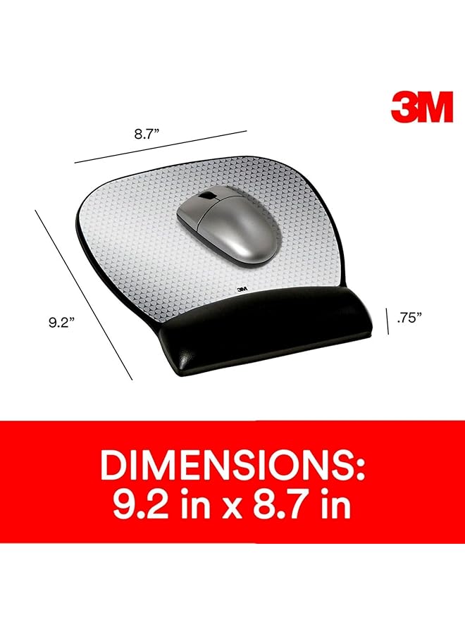 3M Precise Mouse Pad With Gel Wrist Rest Soothing Gel Comfort With Durable Easy To Clean Leatherette Cover Optical Mouse Performance And Battery Saving Design 9.2 Inch X 8.7 Inch Black Mw310Le - Image 2