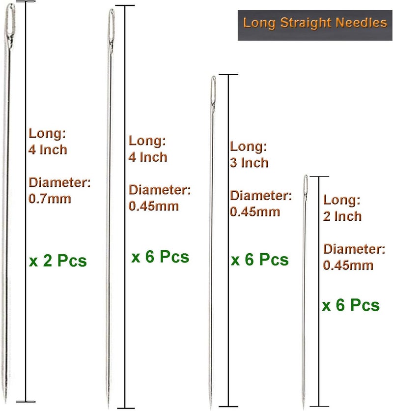 Y-Axis 26 Pcs Assorted Beading Needles Including 6 Pcs Big Eye Beading Needles + 20 Pcs Long Straight Beading Thread Needles with Needle Bottle - Image 3