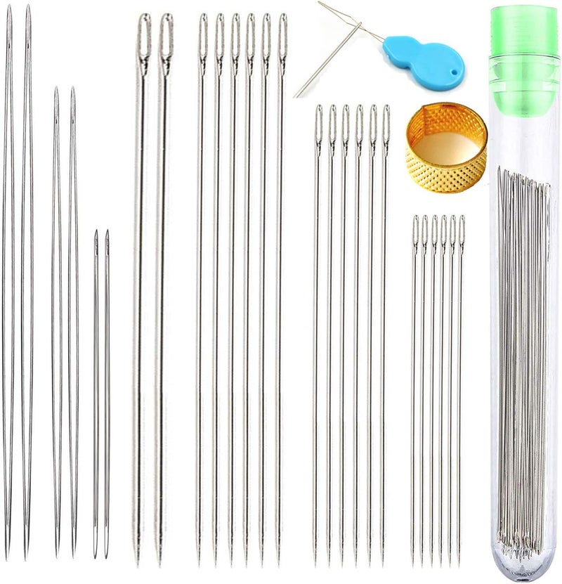 Y-Axis 26 Pcs Assorted Beading Needles Including 6 Pcs Big Eye Beading Needles + 20 Pcs Long Straight Beading Thread Needles with Needle Bottle - Image 1