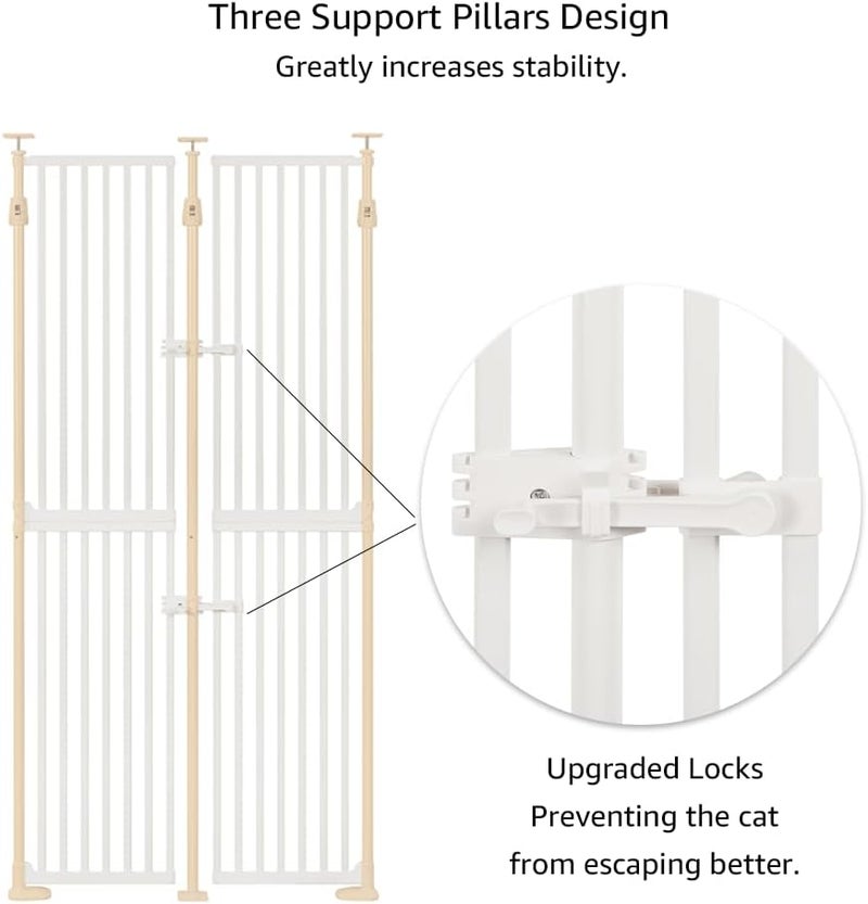 unipaws 75 High Extra Tall Cat Gate Upgrade 3 Support PillarsStable Increase Auto Closing and No Drilling Cat Dog Proof Safety Gate for Doorway Stairs Fit for 3538 Wide Opening White - Image 5