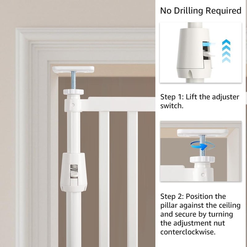 unipaws 75 High Extra Tall Cat Gate Upgrade 3 Support PillarsStable Increase Auto Closing and No Drilling Cat Dog Proof Safety Gate for Doorway Stairs Fit for 3538 Wide Opening White - Image 2