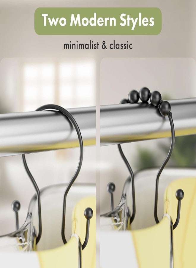 AmazerBath Shower Curtain Hooks Black Shower Curtain Rings, Simple Double Hook Shower Curtain Hooks Rust Proof, Smooth Sturdy Metal Shower Hooks for Shower Curtain Rod, 12 Pcs Shower Rod Hooks - Image 4