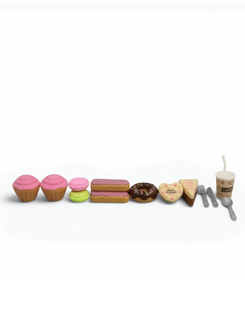 Aura Style Pretend Play Dessert Food Set for Kids - Tea Party Toys with Cupcakes & Donuts - Safe Plastic, Multicolor - Image 2