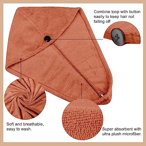 Sassoon Venir Microfiber Hair Wrap Towel for Women (Rust Color, Free Size) with Smooth Texture Super Absorbent Quick Dry Hair Turban for Drying Hair - Image 3