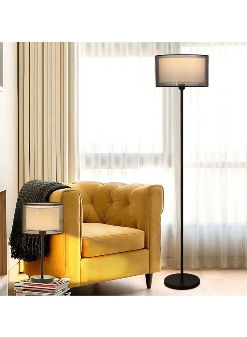 HOMESTAR Floor Lamp with Dual-layer lampshade, Tri-color dimmable Vertical Standing Lamp Modern Minimalist Floor Lighting Home Living Room Office Decor, Remote Control Black Metal 12 Watt  - Image 2