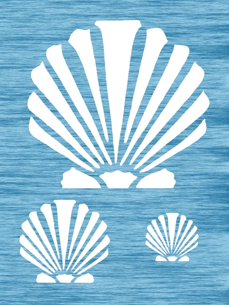 STENCILAIR Reusable Scallop & Sea Shells Stencil 8.5" x 11" - Custom Beach-Themed Design for Coastal Crafts - Image 2