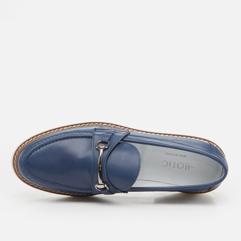 Hotiç 01AYH264500A680 Genuine Leather Navy Blue Women's Loafer  - Image 3