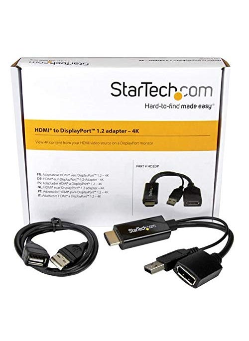 Startech.com StarTech.com 4K 30Hz HDMI to DisplayPort Video Adapter w/ USB Power - 6 in - HDMI 1.4 (Male) to DP 1.2 (Female) Active Monitor Converter (HD2DP), Black  - Image 5