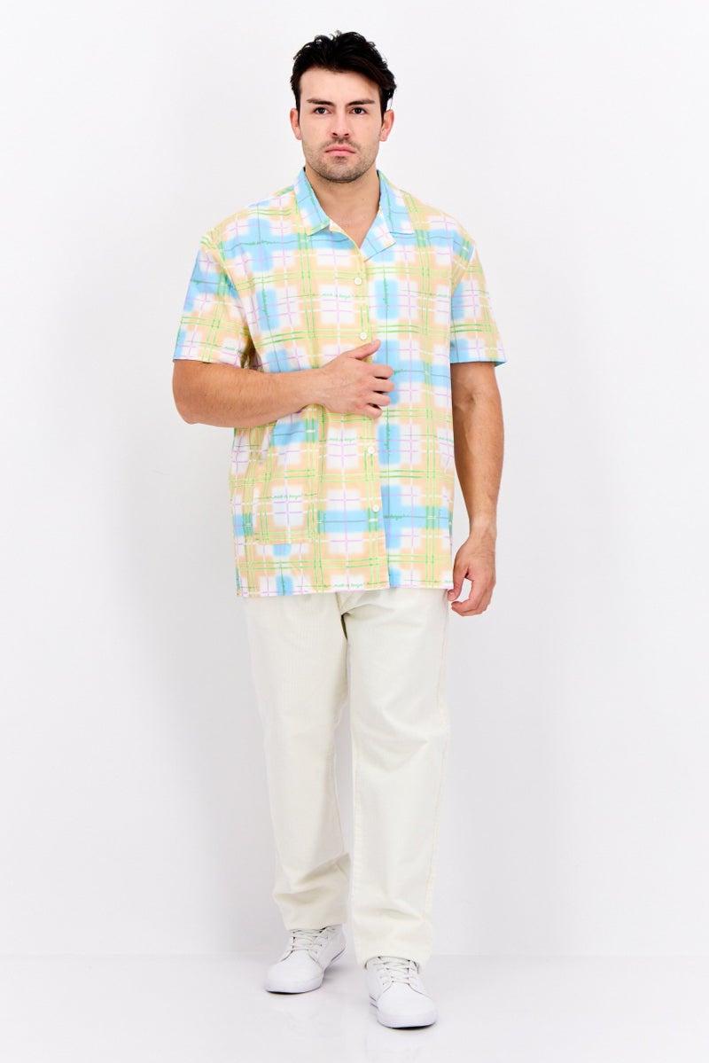 Asos Design Men Regular Fit Short Sleeve Checked Casual Shirt, Multicolor - Image 3