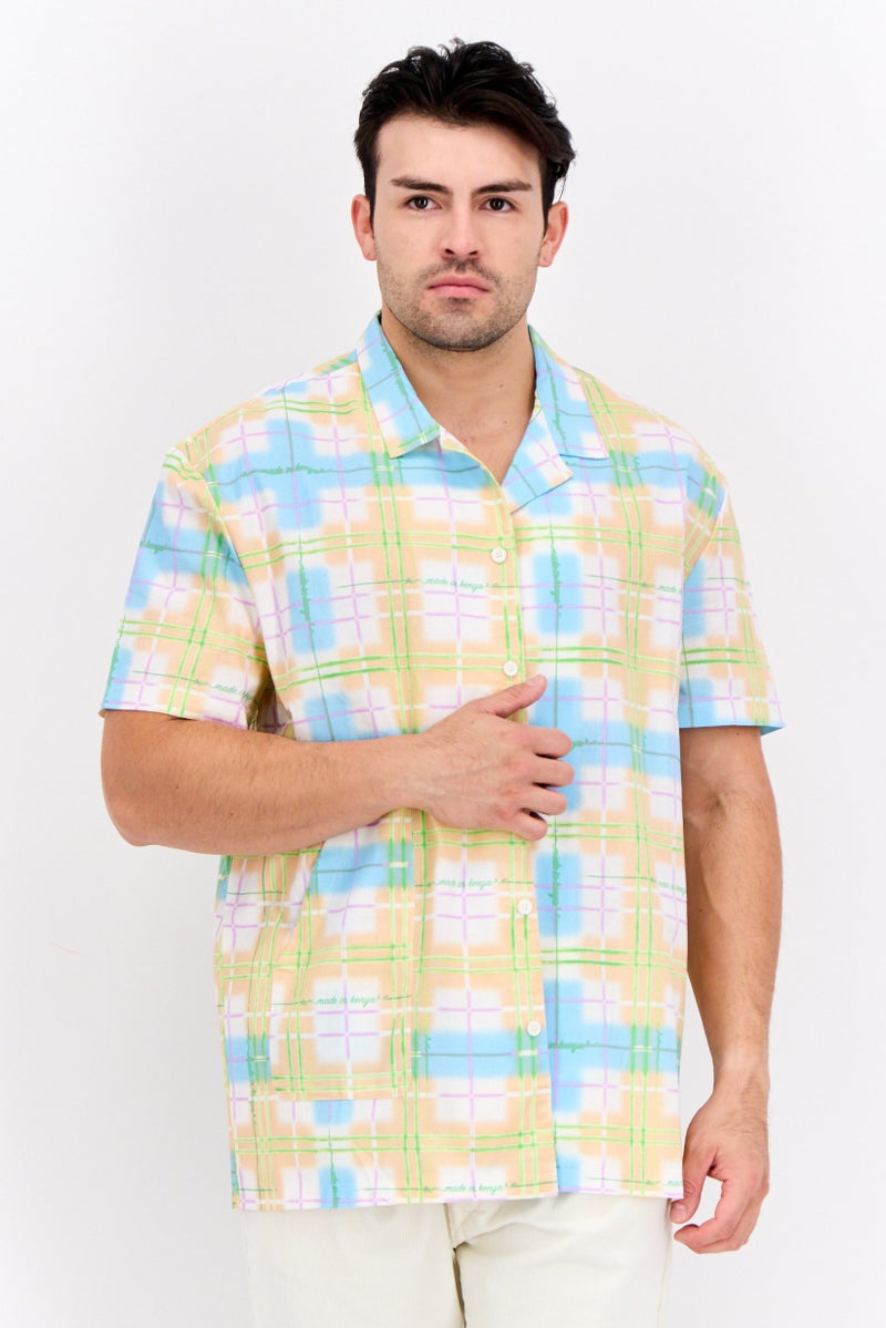 Asos Design Men Regular Fit Short Sleeve Checked Casual Shirt, Multicolor - Image 1