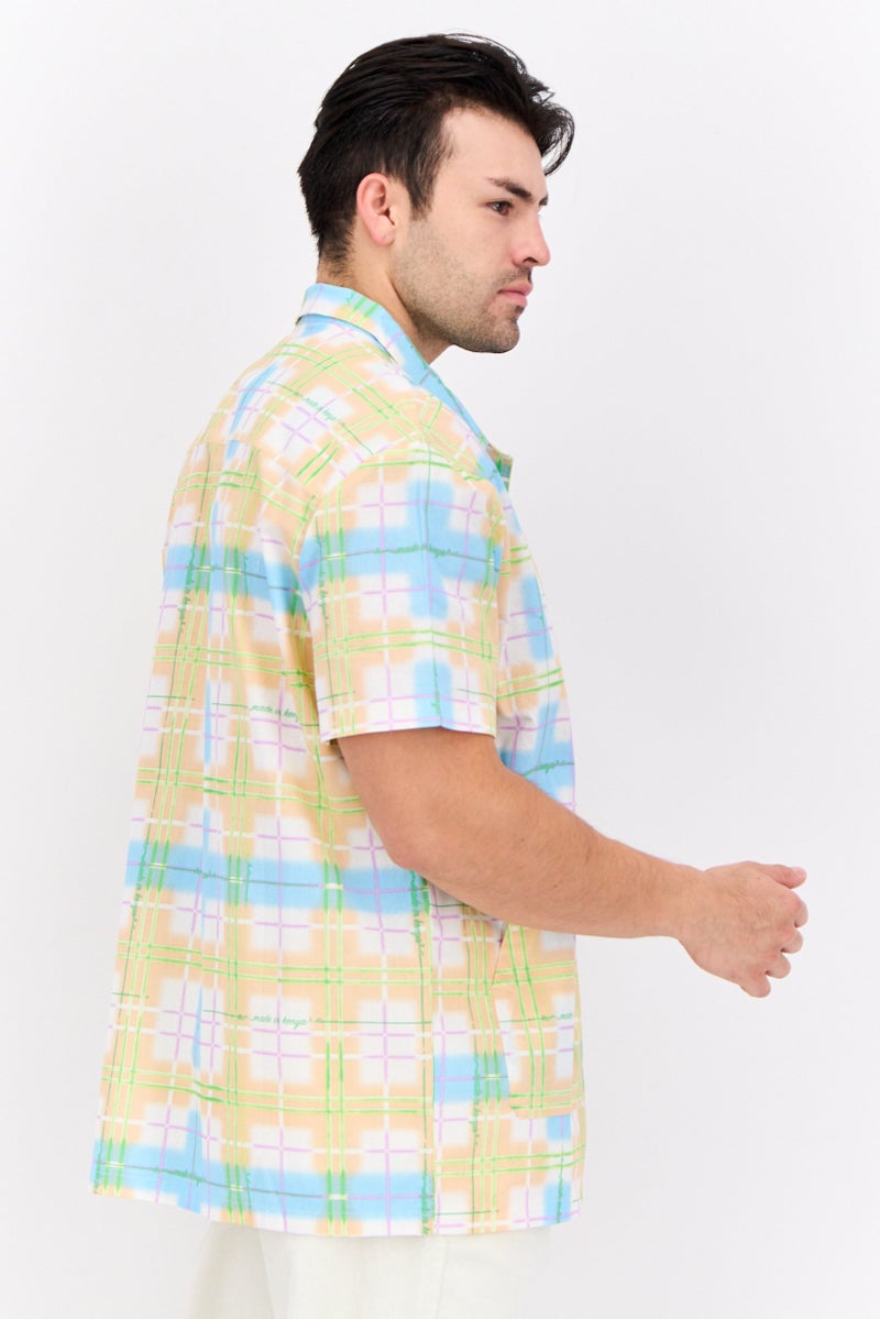 Asos Design Men Regular Fit Short Sleeve Checked Casual Shirt, Multicolor - Image 4