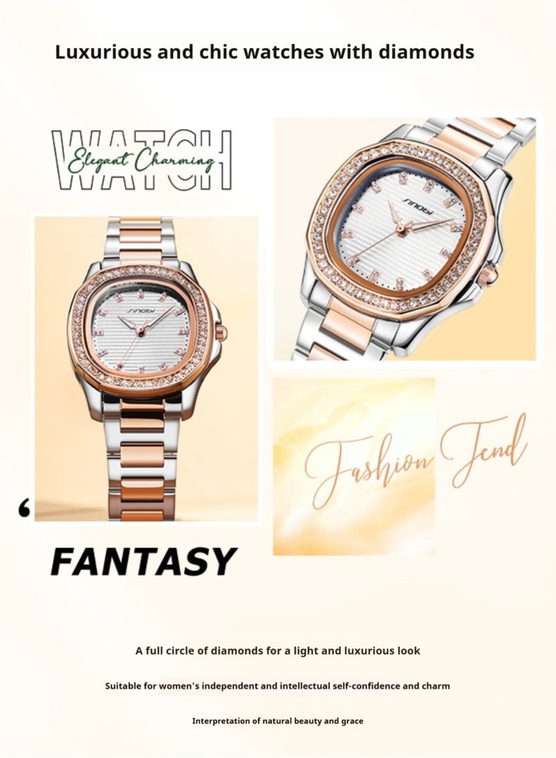 Sinobi Nautilus Luminous Stainless Steel Strap Quartz Women's Watch, 30.5mm - Image 3