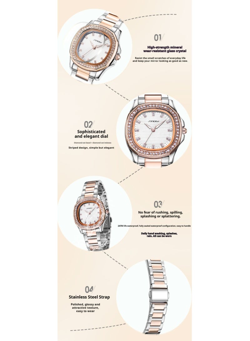 Sinobi Nautilus Luminous Stainless Steel Strap Quartz Women's Watch, 30.5mm - Image 5