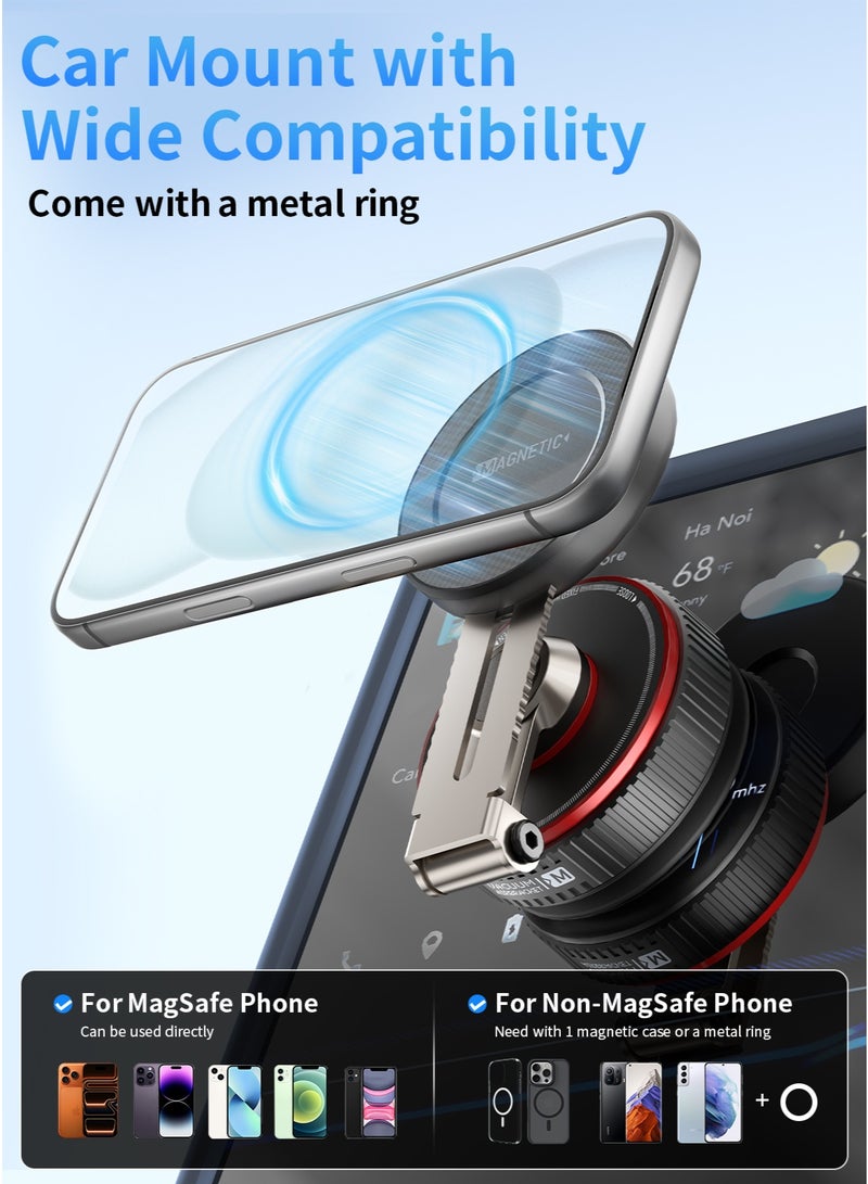 TONEOF 2025 Latest Magnetic Car Phone Holder, 360° Rotatable Car Phone Stand for MagSafe, Car Mount with Strong Vacuum Suction Cup&Retractable Arm, Mini Car Stand with Magnetic Ring for all Smartphone - Image 3