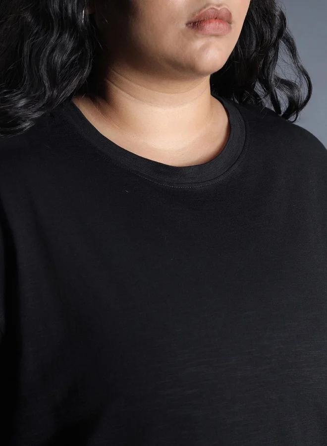 HIGH STAR Women’s Regular Fit Black T-shirt – Classic and Trendy
