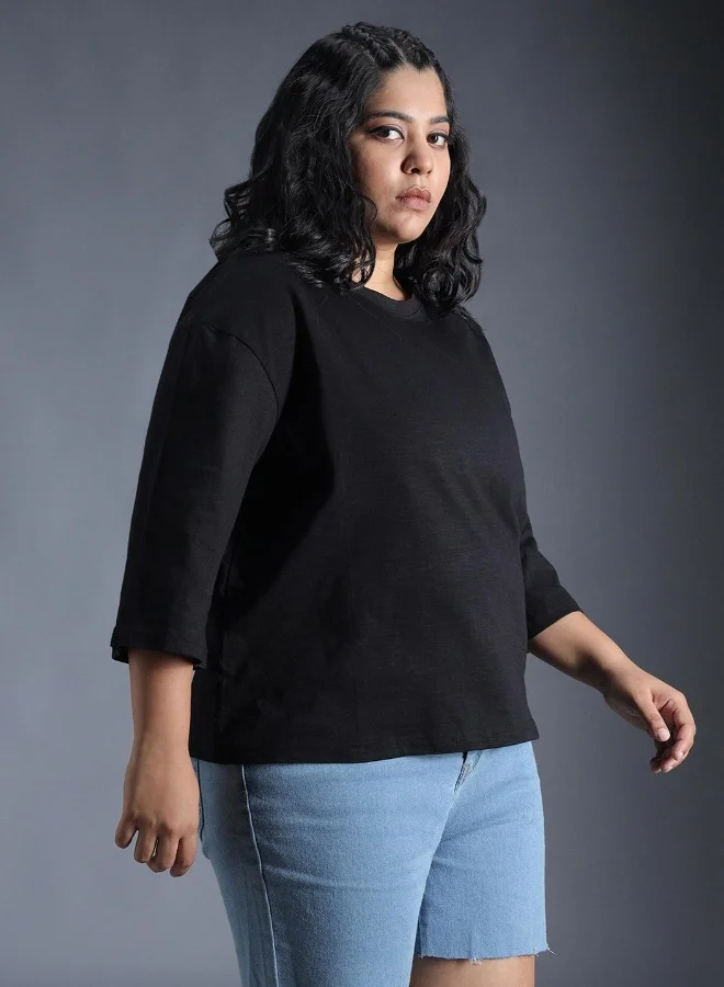 HIGH STAR Women’s Regular Fit Black T-shirt – Classic and Trendy