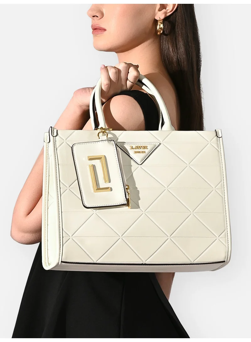 Lavie Luxe Women's Lisa Large Box Satchel bag (Offwhite)