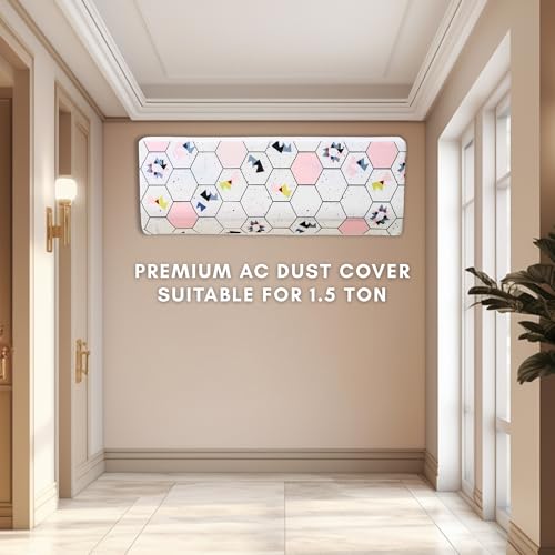 Da Anushi Polyester Printed Split Ac Cover Indoor Unit For 1.5 Ton Capacity AC, Inner Unit Ac Cover, All Weather Cover/Attractive Digital Prints/Dustproof/Water Resistant Split Ac Cover (Hexagon) - Image 4
