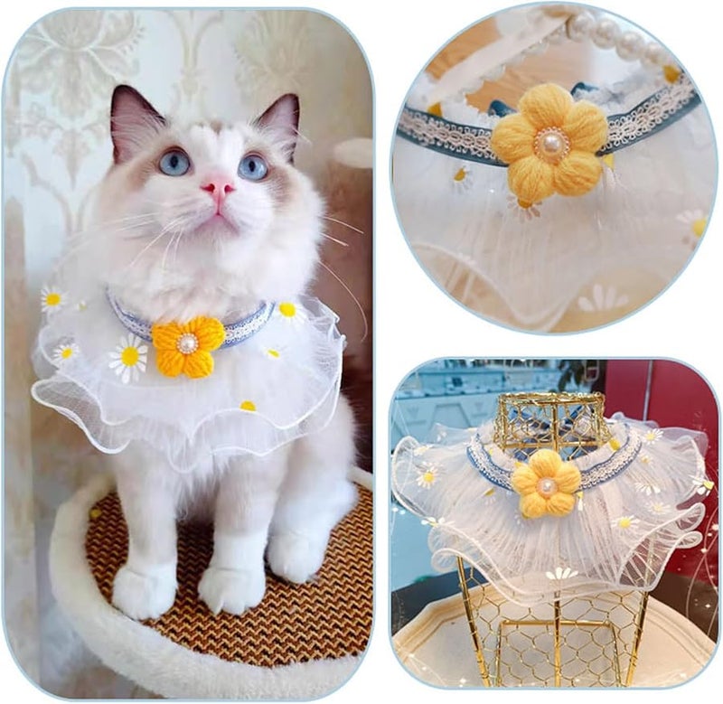 Small Flower Lace Scarf Adjustable Pet Collar Necklace For Dogs And Cats XS Size - Image 4