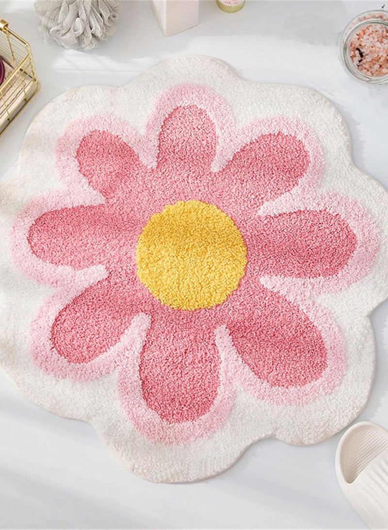 LOOPITYS Flower bath mat, Valentine's Day pink bathroom blanket, beauty bath mat, bath blanket, machine washable flower blanket, shower bath mat gift, summer room decoration - Image 1