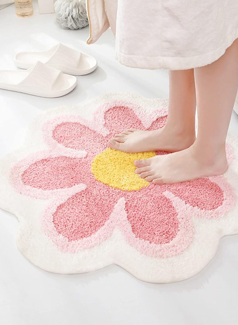 LOOPITYS Flower bath mat, Valentine's Day pink bathroom blanket, beauty bath mat, bath blanket, machine washable flower blanket, shower bath mat gift, summer room decoration - Image 2