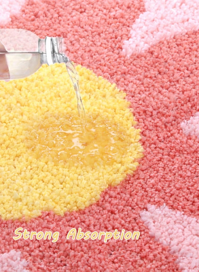 LOOPITYS Flower bath mat, Valentine's Day pink bathroom blanket, beauty bath mat, bath blanket, machine washable flower blanket, shower bath mat gift, summer room decoration - Image 5