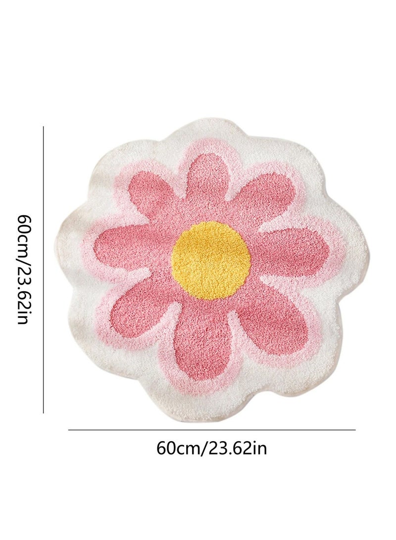 LOOPITYS Flower bath mat, Valentine's Day pink bathroom blanket, beauty bath mat, bath blanket, machine washable flower blanket, shower bath mat gift, summer room decoration - Image 3